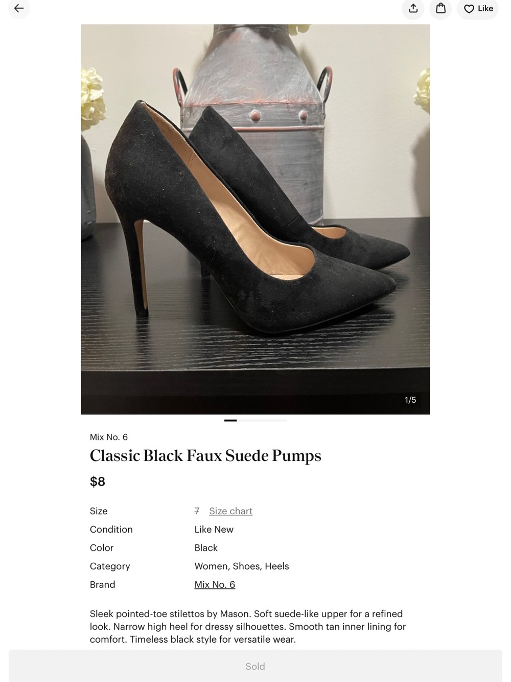 Classic Black Faux Suede Pumps